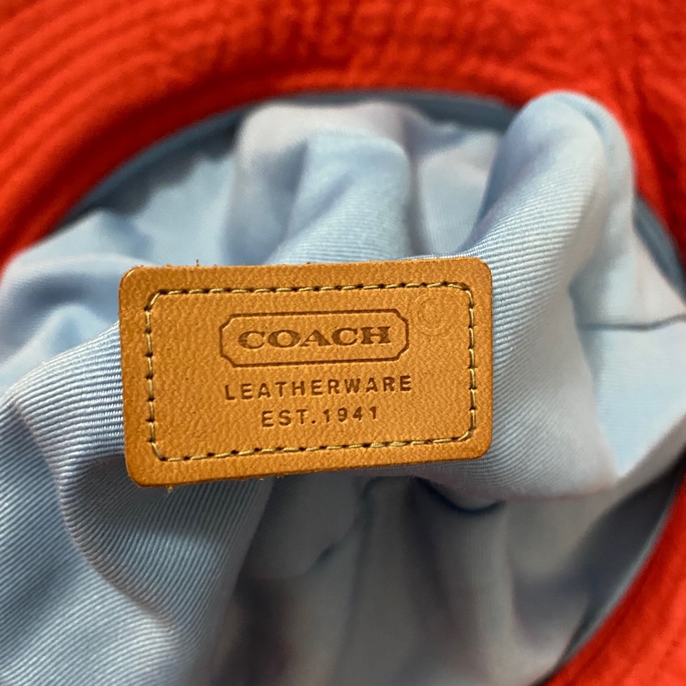 Coach Bucket Hat w Tan Leather Trim - Picture 6 of 7